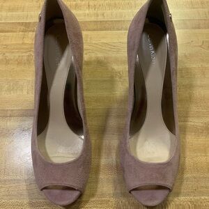 Calvin Klein Dusty Rose Suede Peep-Toe Heels